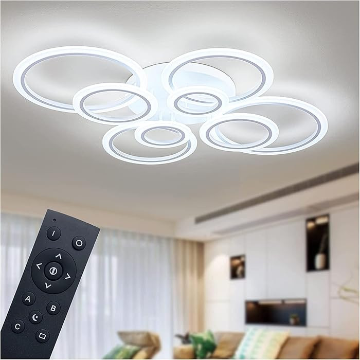 Modern LED Ceiling Light, Dimmable LED Chandelier Flush Mount Ceiling Lights, Remote Control Acry... | Amazon (US)