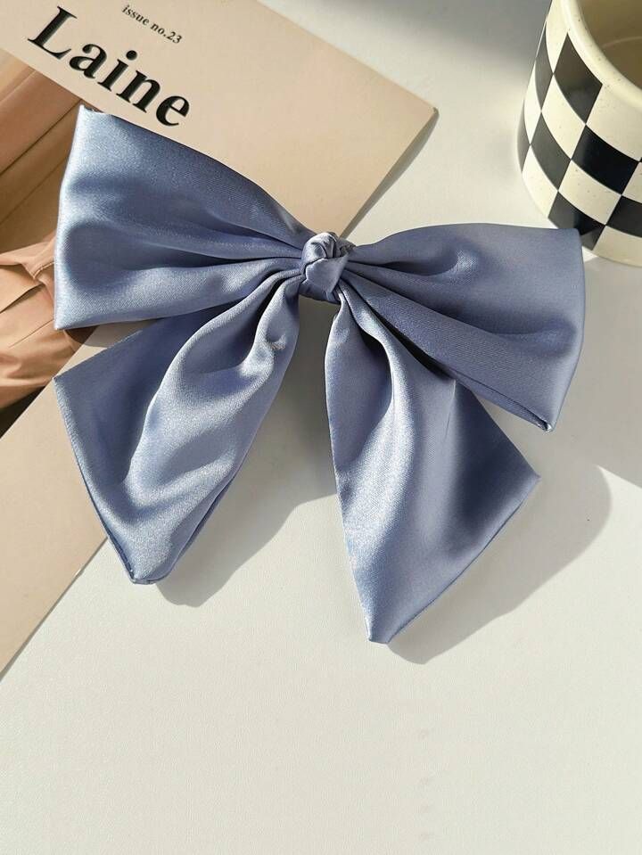 1 blue bow hair clip, elegant satin headwear, fabric hair accessory, simple style hair clip for w... | SHEIN