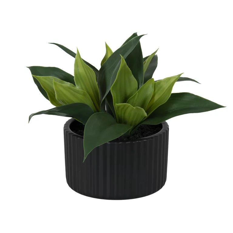 Better Homes & Gardens 8.5" Artificial Agave Plant in Ribbed Black Ceramic Pot - Walmart.com | Walmart (US)