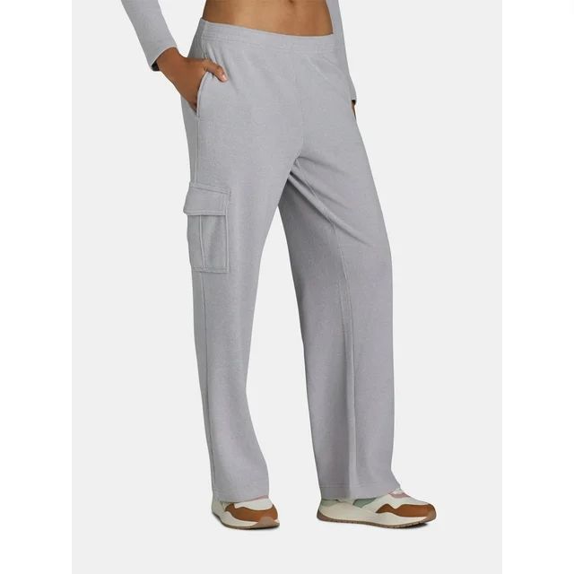 No Boundaries Brushed Knit Waffle Cargo Sleep Pants, 31” Inseam, Women’s and Women's Plus | Walmart (US)