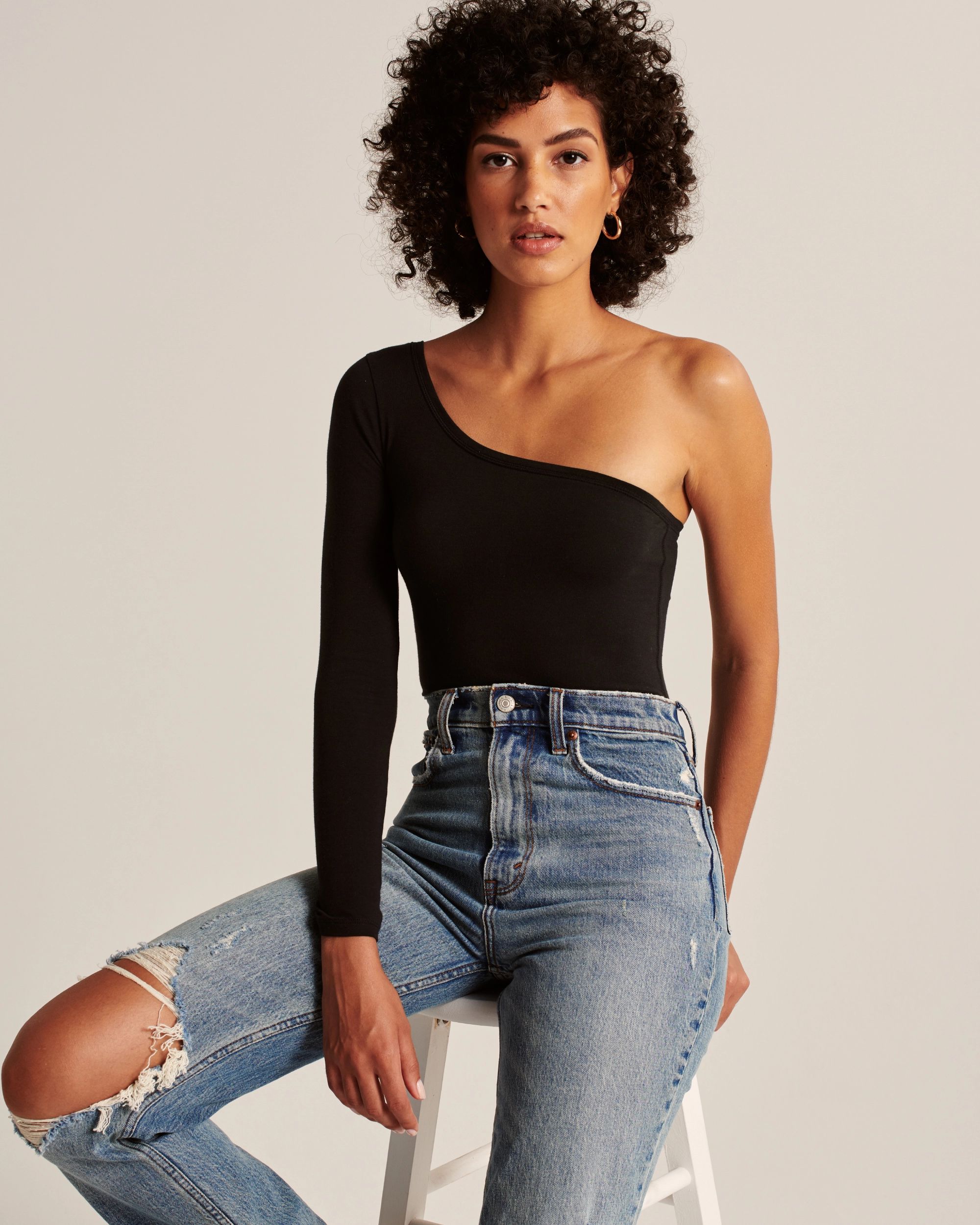 Long-Sleeve One-Shoulder Bodysuit | Abercrombie & Fitch (US)