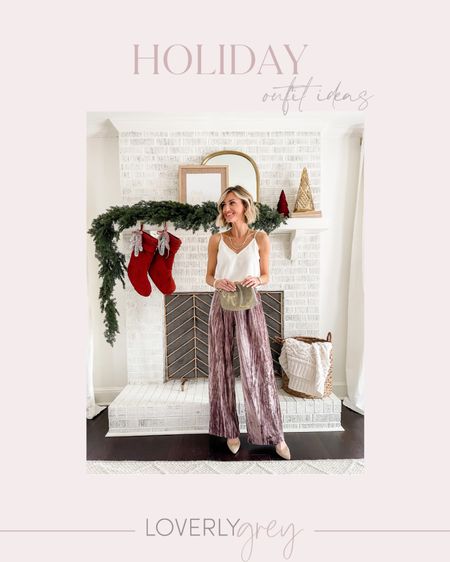 These velvet pants are so fun for the holidays! LoverlyGrey is wearing an XS in both the tank and pants! 

#LTKstyletip #LTKunder100 #LTKHoliday