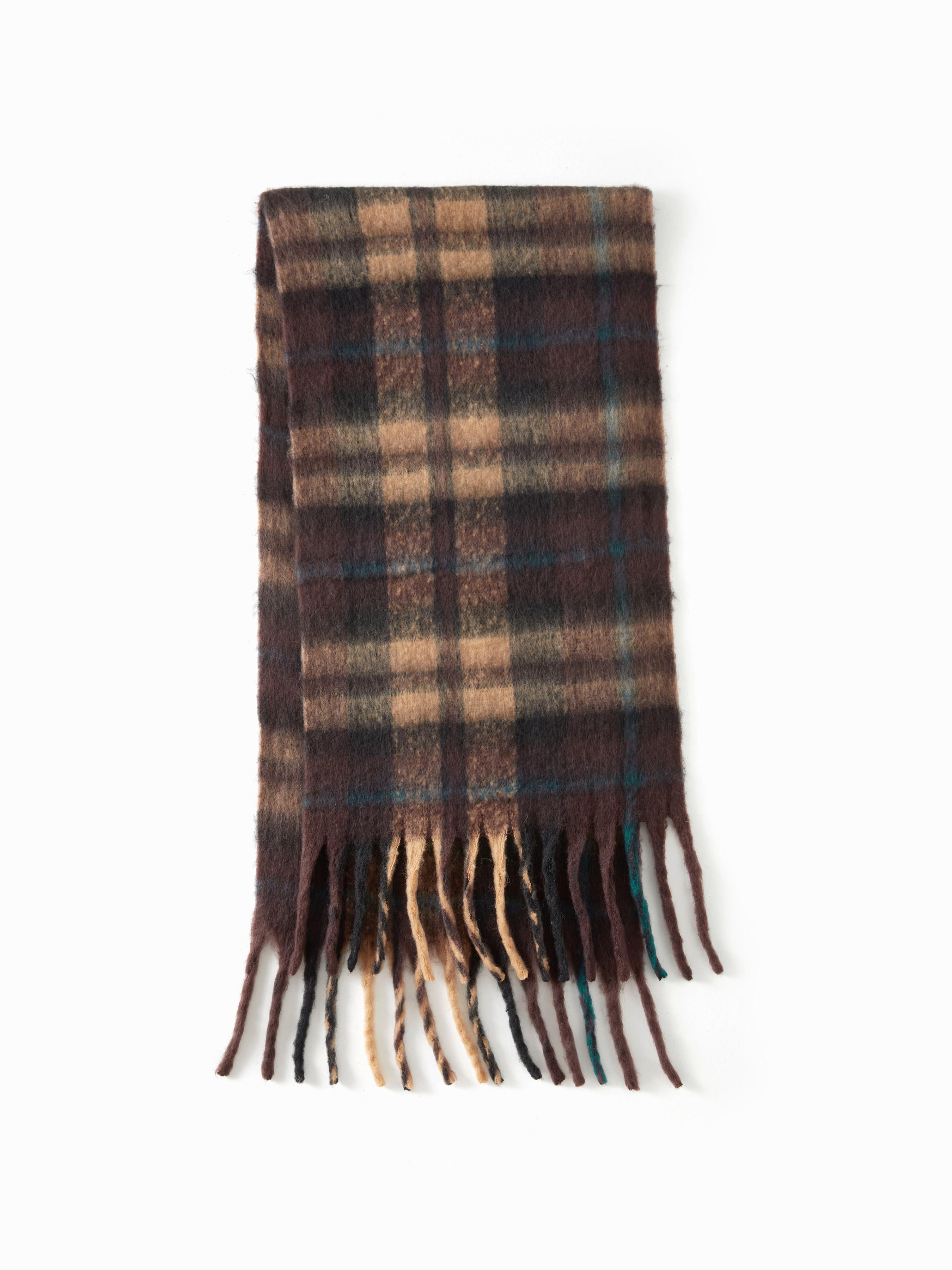 PLAID FRINGED SCARF For School Daily Casual Date Coffee Shop | Cider