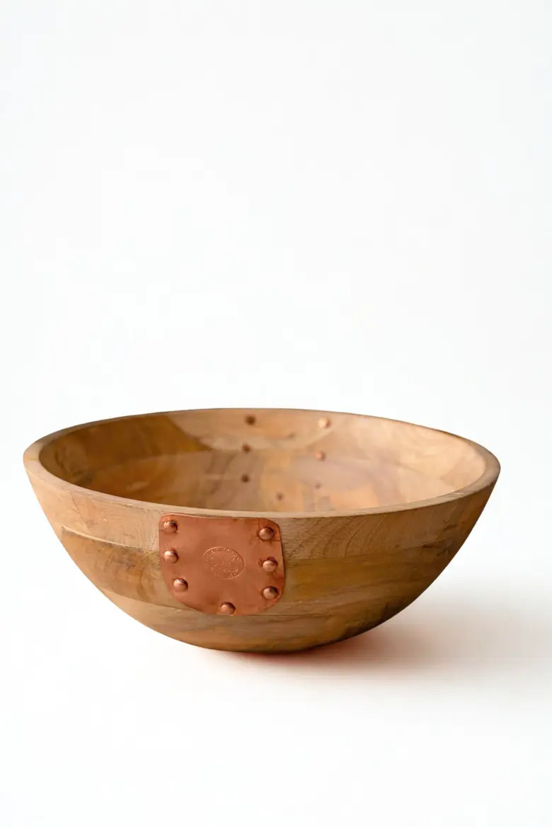Vintage Inspired Wooden Serving Bowl with Handmade Copper Details | Nordstrom | Nordstrom