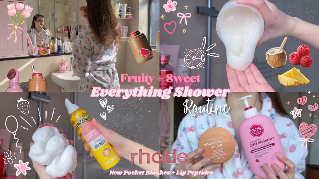 Fruity + Sweet Everything Shower and Body care. Using rhode’s new lip peptides and pocket blush🤍✨

#LTKspring #LTKbeauty #LTKuk