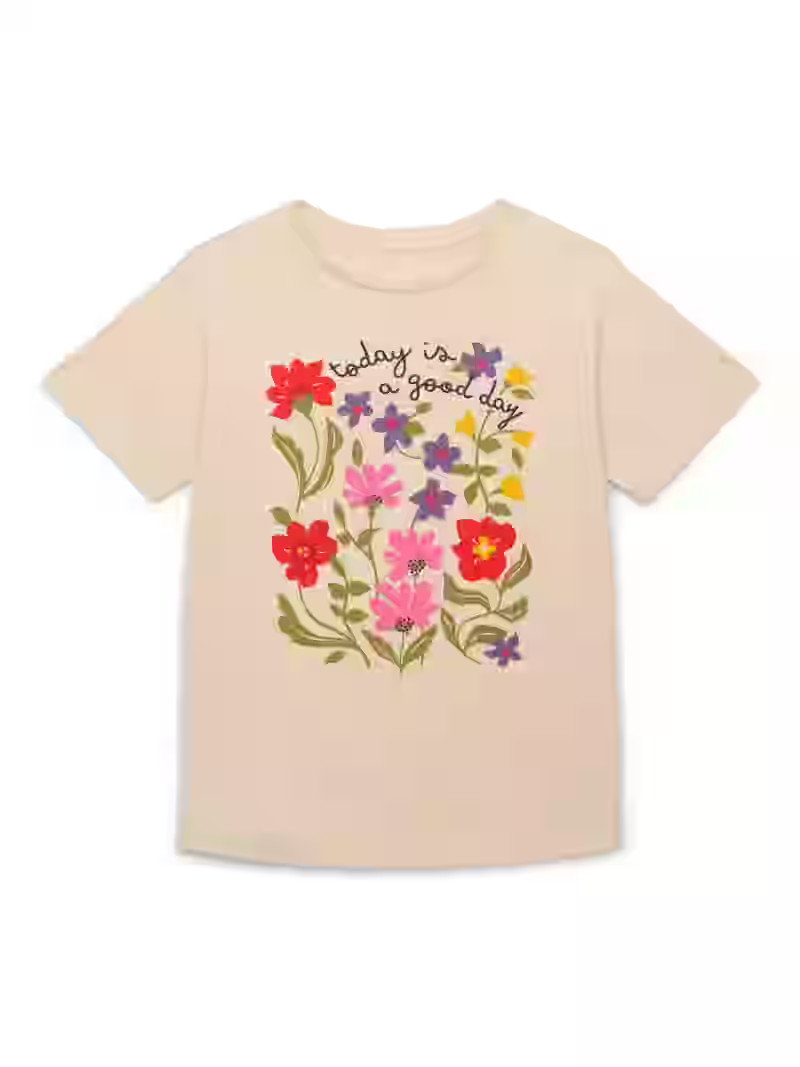 Wonder Nation Girls Today is a Good Day Graphic Tee with Short Sleeves, Sizes 4-18 - Walmart.com | Walmart (US)