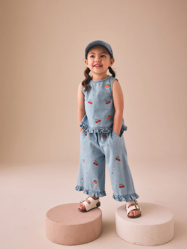 Fruit Embroidered Denim Top & Trousers Set (3mths-7yrs) | Next US