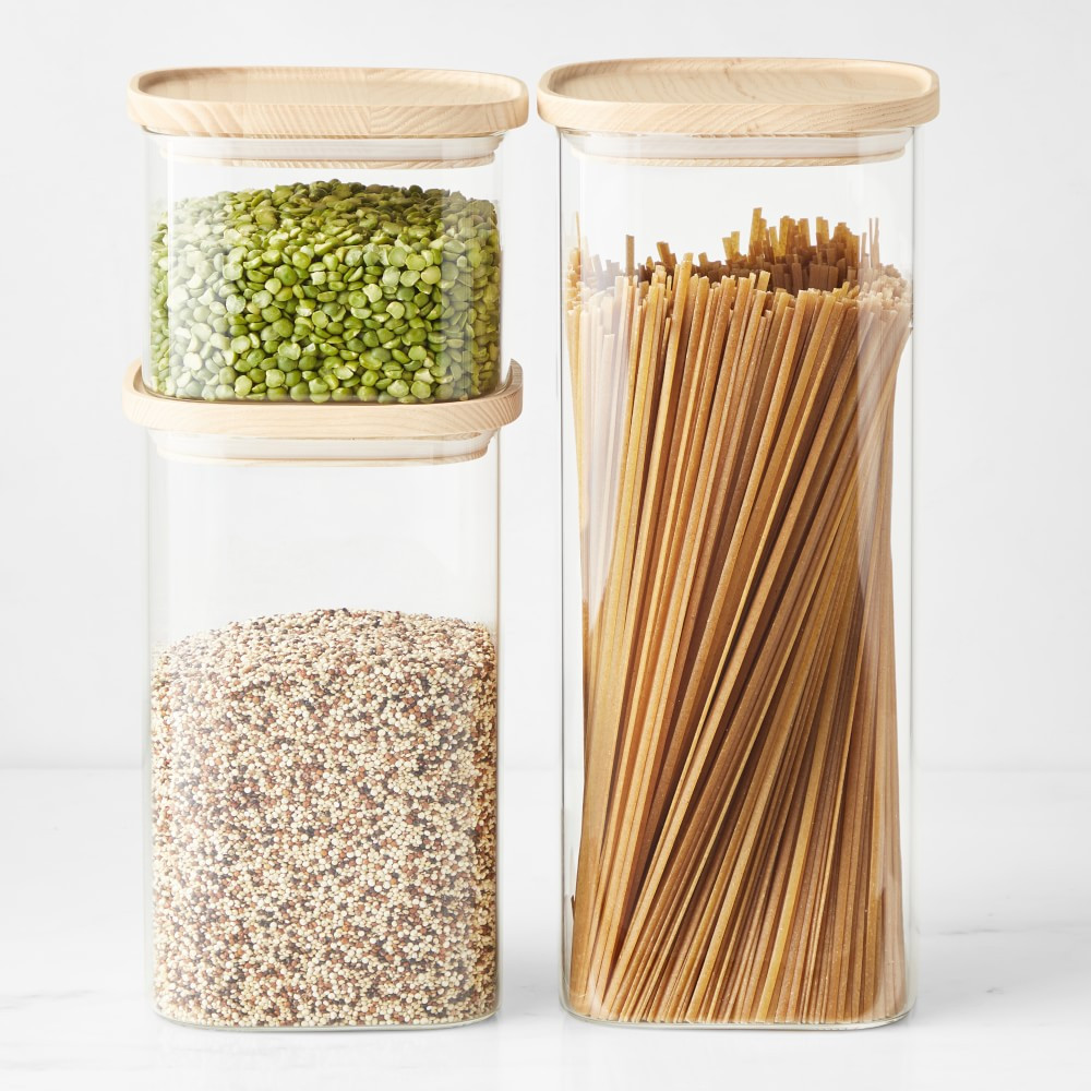 Hold Everything Stackable Glass Square Canisters | Williams-Sonoma