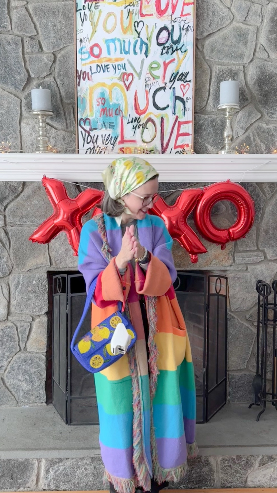 Lemon headscarf, rainbow sweater over a simple gray top, black Anthro pants and Sorel boots. Matching the lemon theme in the bag 🍋

#LTKSeasonal #LTKootd #LTKOver40