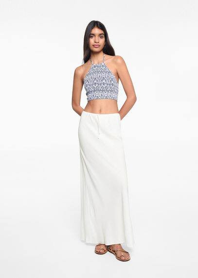 Bow linen skirt off white - Teenage girl - L - MANGO TEEN | MANGO (UK)
