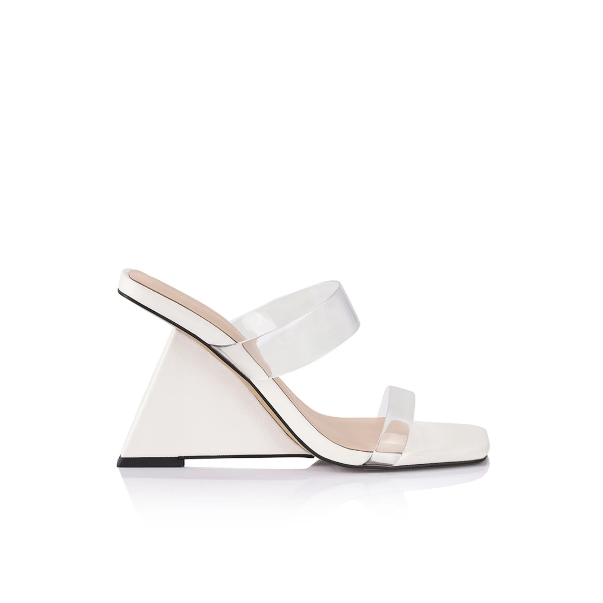 Brooke Pyramid Wedge Sandal Ivory Leather | Lana Wilkinson