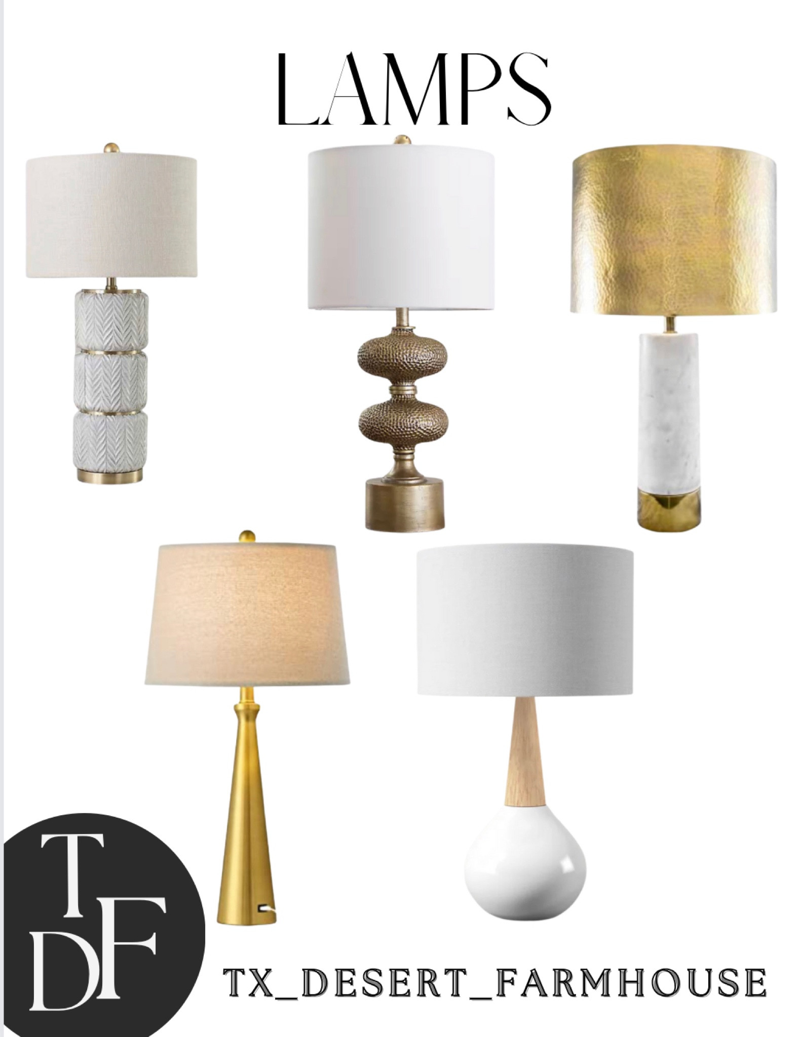 Table Lamps

White and Gold Herringbone Table Lamp

Vintage Brass Textured Table Lamp

nuLOOM Edina 23" Marble & Iron Table Lamp

Oneach 3-Way Dimmable Touch Control Modern USB Table Lamp Set of 2 for Living Room Bedroom Bedside Nightstand Lamps Fabric Shade 25.8" Vintage Accent Light Gold Antique Brass

Scotia Table Lamp

#tablelamp #brasslamp #goldlamp #whitelamp #lamp #abstractdesign #midcenturymodern #modernlook #sleeklook #sleeklamp #luxelamp #lamps #lampshade #floorlamp #light #lighting #homeinterior #house #livingroom #tabledecor #shelfdecor #design #interiordesign #designingyourhome

#LTKstyletip #LTKhome #LTKsalealert