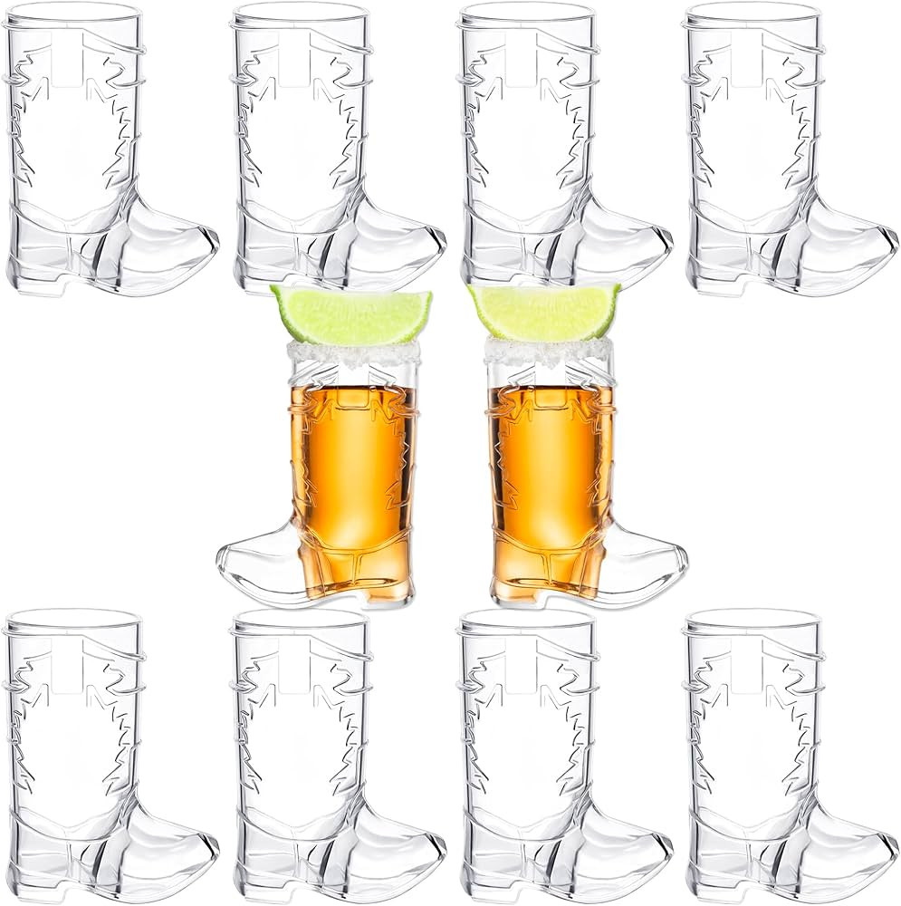 2 Ounce Cowboy Boot Shot Glasses | 10pcs Pack Double Ounce Plastic Shot Glass | Western Boot Shot... | Amazon (US)