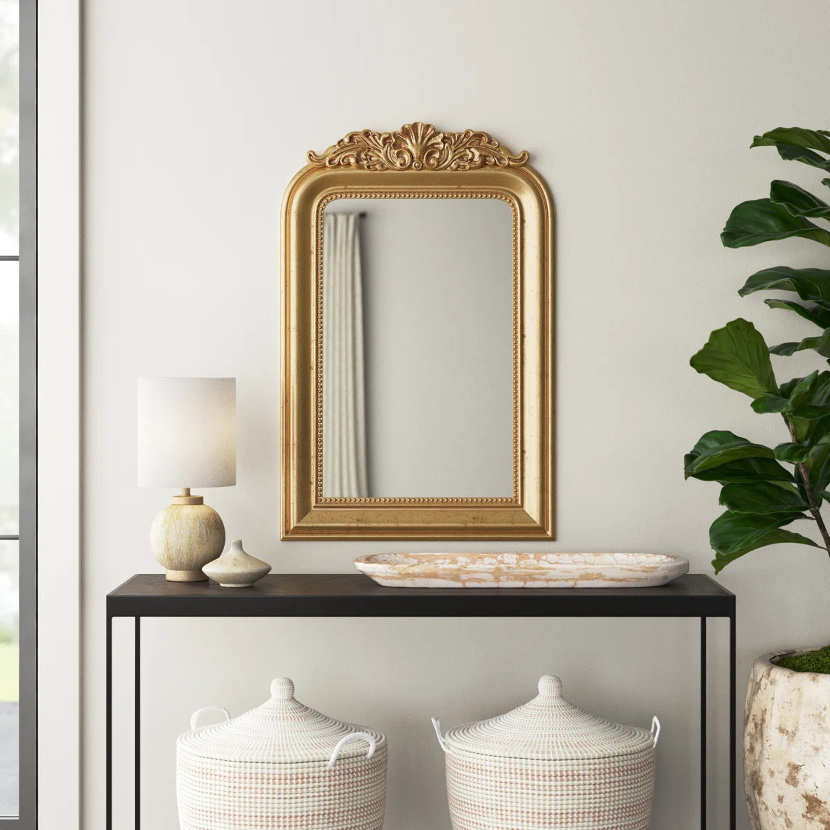 Alzubair Engineered Wood Arch Wall Mirror | Wayfair North America