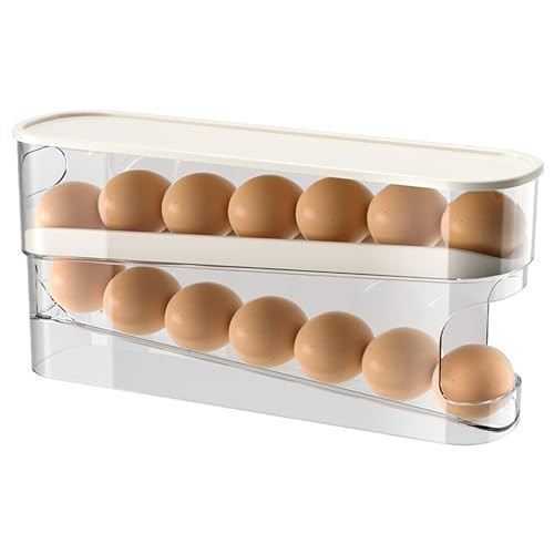 Auto Rolling Refrigerator Egg Carton,Large Capacity Egg Holder Tray for Refrigerator,Home Essentials Organization and Storage Box,12 Eggs Egg Holder,set of 1 (1) | Amazon (US)
