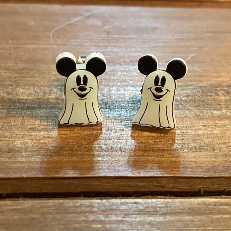 Glow in the Dark Mouse Ghost Earrings-Boo To You-Mickey Halloween Earrings-Ghost Mickey Earrings-... | Etsy (US)