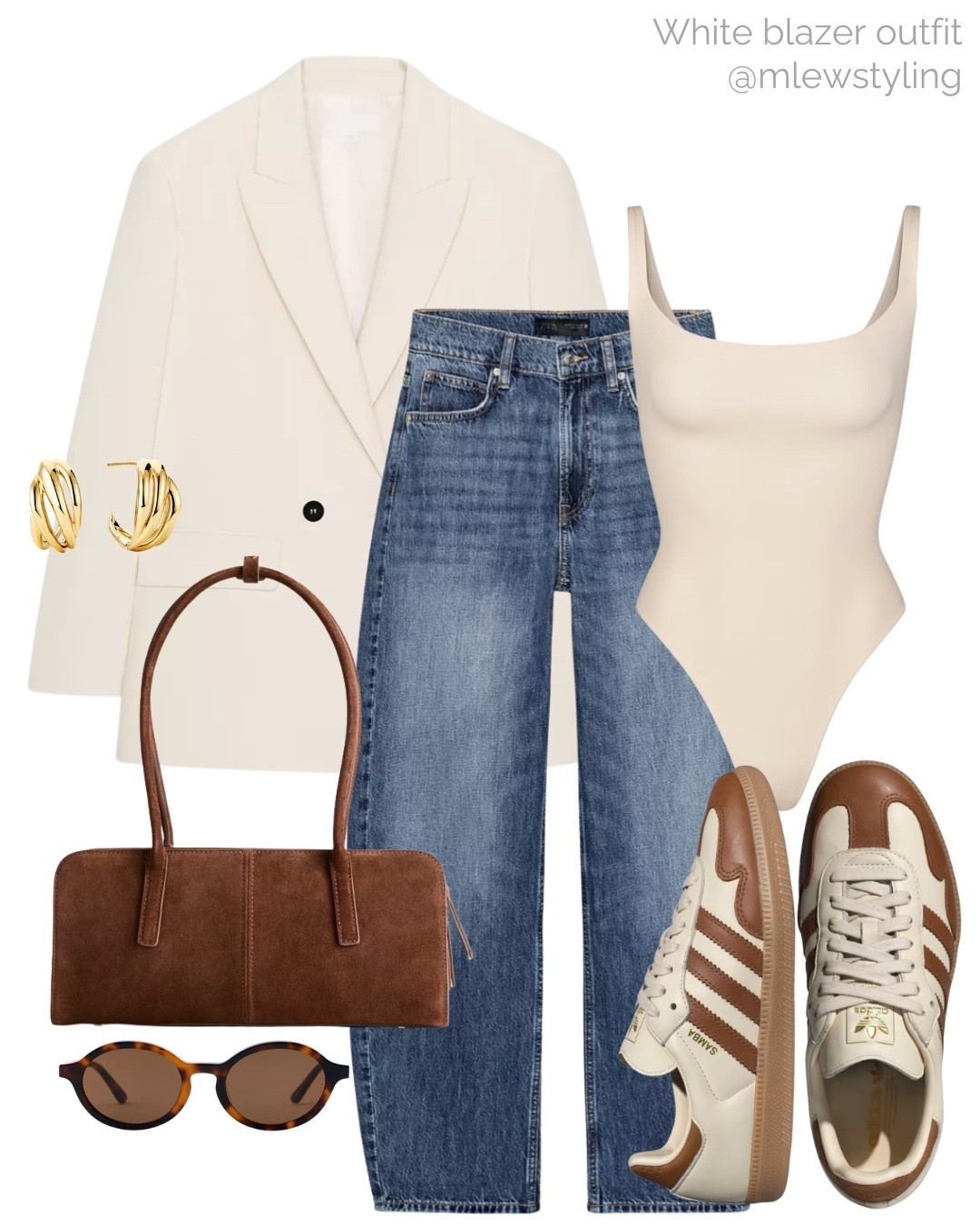 White blazer outfit for spring 🌼

Tags: Zara blazer, spring outfit, barrel leg jeans, skims bodysuit, adidas sneakers, quince brown suede bag, Mejuri gold earrings, neutral aesthetic, capsule wardrobe 

#LTKgrwm #LTKootd #LTKWorkwear