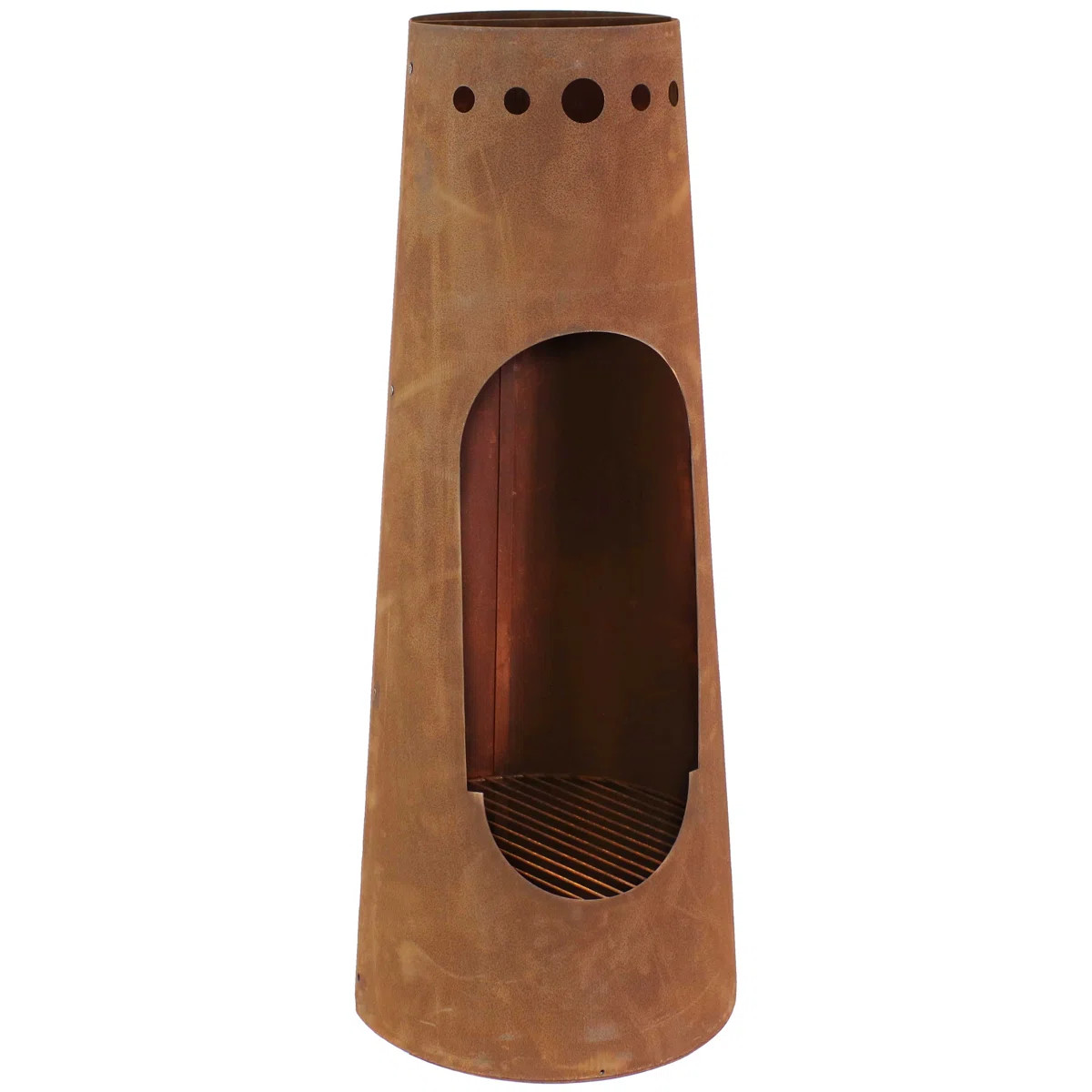 Bachet 50" Rust Patina Finish Steel Wood-Burning Chiminea with Wood Grate | Wayfair North America