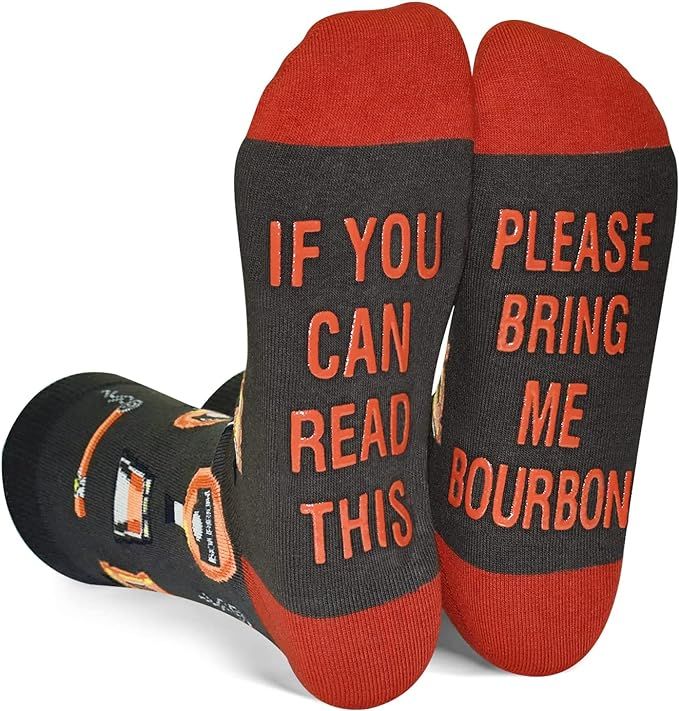 Novelty Christmas Gifts - Funny Saying Pickle Bourbon Bacon Cheese Non-Slip Socks | Amazon (US)