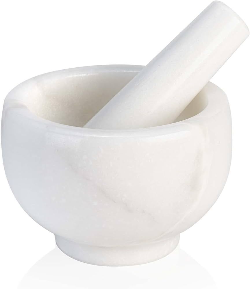 African Natural Marble Mortar and Pestle Set, Grinder Bowl for Guacamole, Salsa, Pill Crusher, Sp... | Amazon (US)