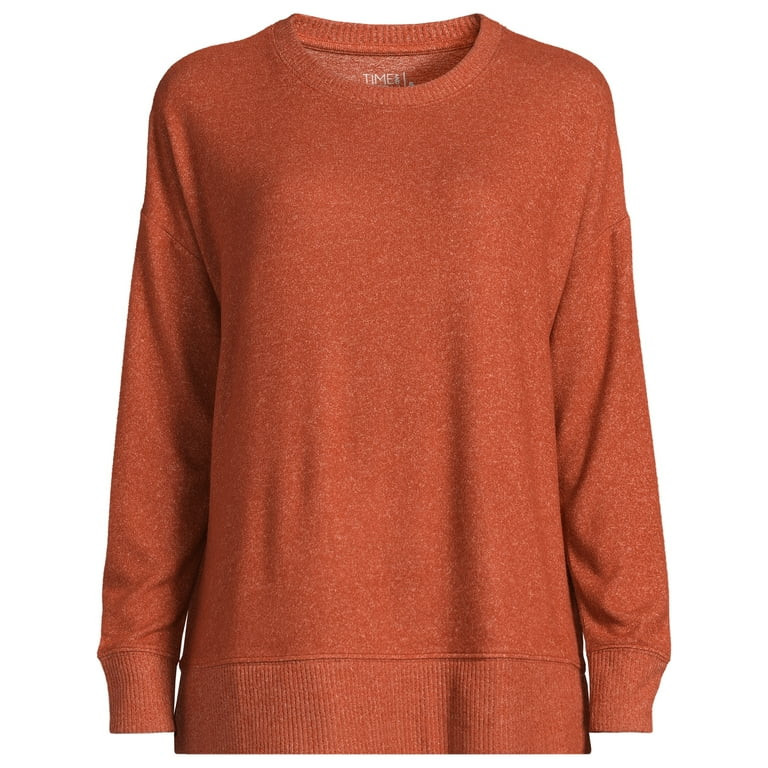 Time and Tru Women's Hacci Knit Pullover Sweatshirt with Long Sleeves, Sizes XS-XXXL - Walmart.co... | Walmart (US)
