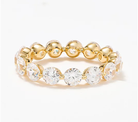 Diamonique Floating Bezel Round-Cut Eternity Ring, Sterling Silver - QVC.com | QVC
