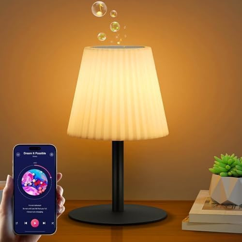 Shower Lamp with Speaker IP44 Waterproof, Rechargeable Cordless Table Lamp RGB Color with Remote,... | Amazon (US)