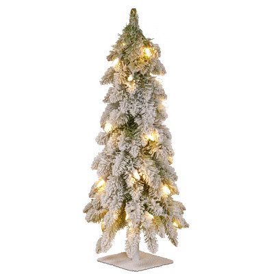 2' Prelit Flocked Downswept Forestree Artificial Christmas Tree Clear Lights - National Tree Company | Target