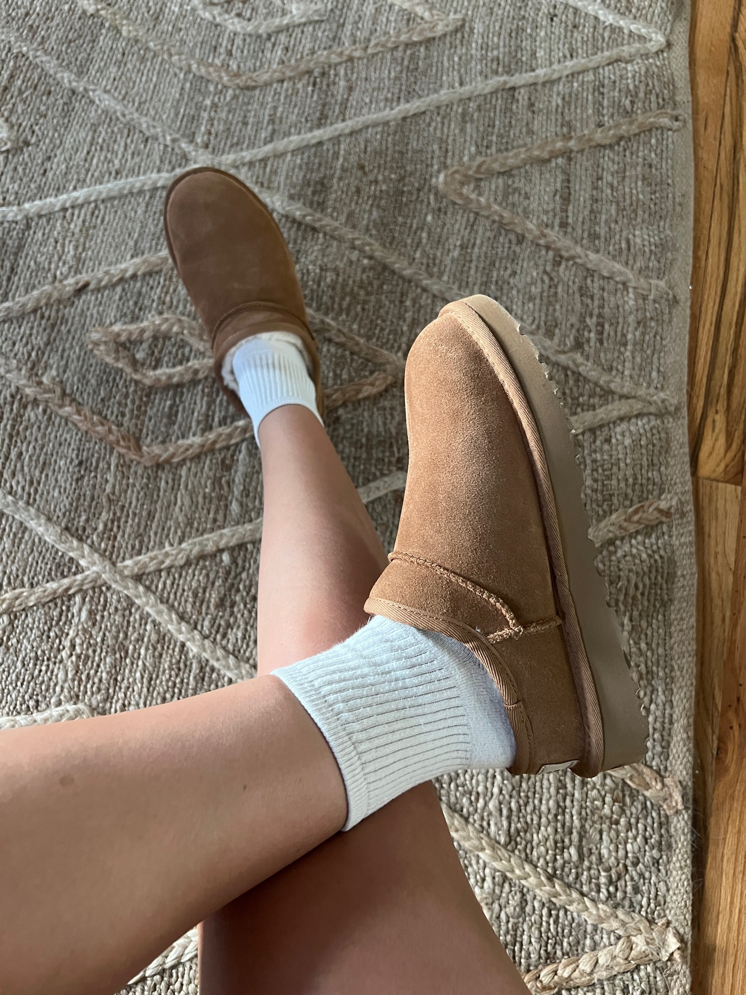 Ugg slippers styled with white crew ankle socks from amazon. Ugg boots. Uggs. Fall fashion. Fall style. Fall shoes. Fall boots. Fall casual. Ugg mini. 

Wearing my true size 6 

#LTKSeasonal #LTKfindsunder100 #LTKshoecrush