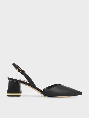 Katarina Trapeze Heel Slingback Pumps
    
         - Black | Charles & Keith EU
