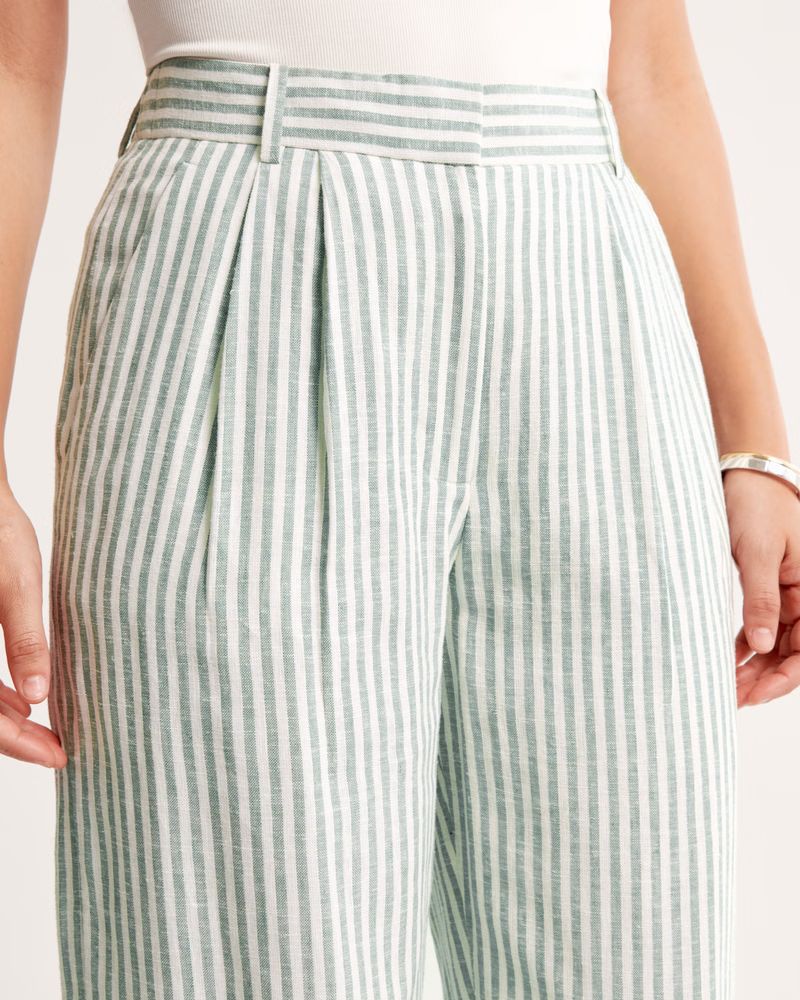 Curve Love A&F Sloane Tailored Linen-Blend Pant | Abercrombie & Fitch (US)