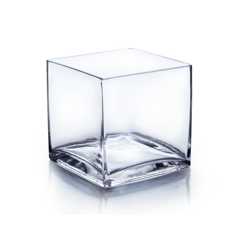 WGV Handblown Clear Cube Glass Vase / Candle Holder - 7" Wide x 7" Height, Good quality, Heavy We... | Walmart (US)