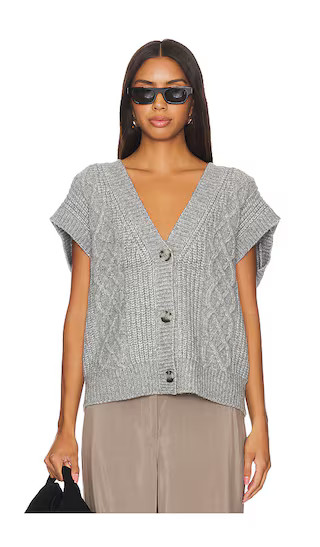 Page Button Front Cable Vest in Smoke Grey | Revolve Clothing (Global)