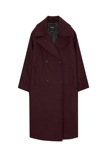 Long felt texture coat | PULL and BEAR UK