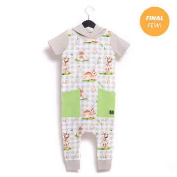 SHORT SLEEVE HOODED HIP POCKET RAG ROMPER | Rags