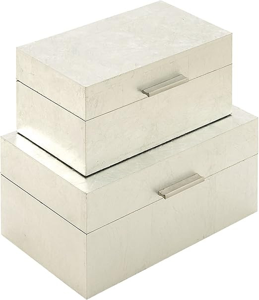 CosmoLiving by Cosmopolitan Wood Rectangle Box with Textured Foiled Exterior, Set of 2 13", 11"W,... | Amazon (US)