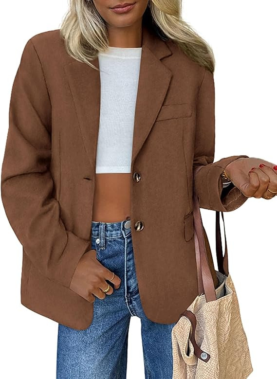 PRETTYGARDEN Blazers for Women Business Casual 2025 Fall Fashion Dressy Oversized Faux Suede Suit... | Amazon (US)