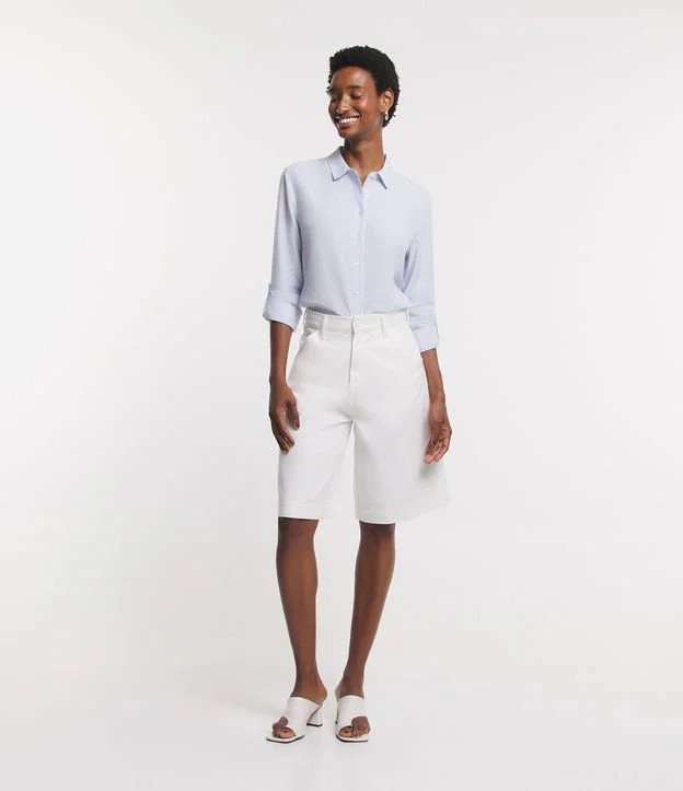 Bermuda Jorts em Jeans Alongada com Bolsos Branco | Renner (BR)