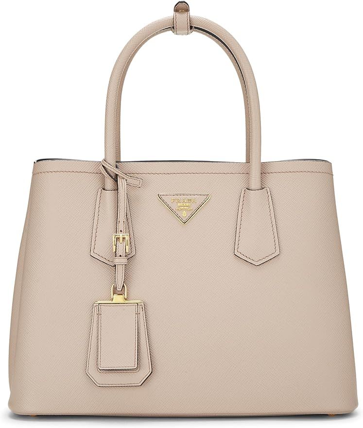 Amazon.com: Prada, Pre-Loved Beige Saffiano Double Bag Small, Beige : Luxury Stores | Amazon (US)