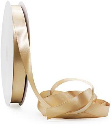 NOYI TRAXD 50 Yards Tan 1/4 inch Wide Double Faced Polyester Satin Ribbon for Craft,Wedding,Gift ... | Amazon (US)