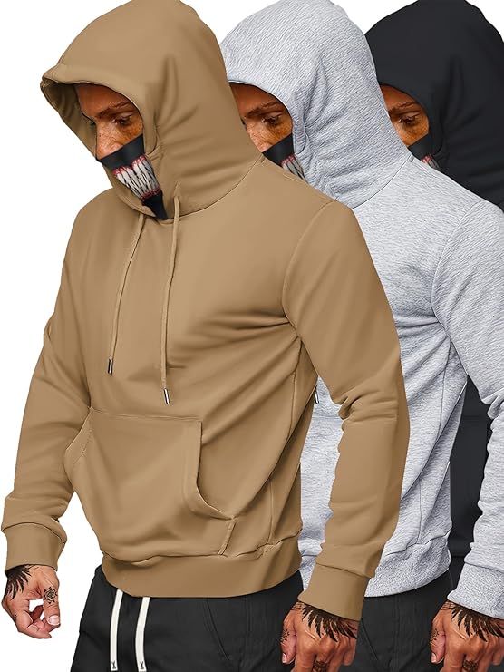 3-Pack Hoodies for Men, Casual Sports Fashion with Drawstring Kangaroo Pocket, Long Sleeve Pullov... | Amazon (US)