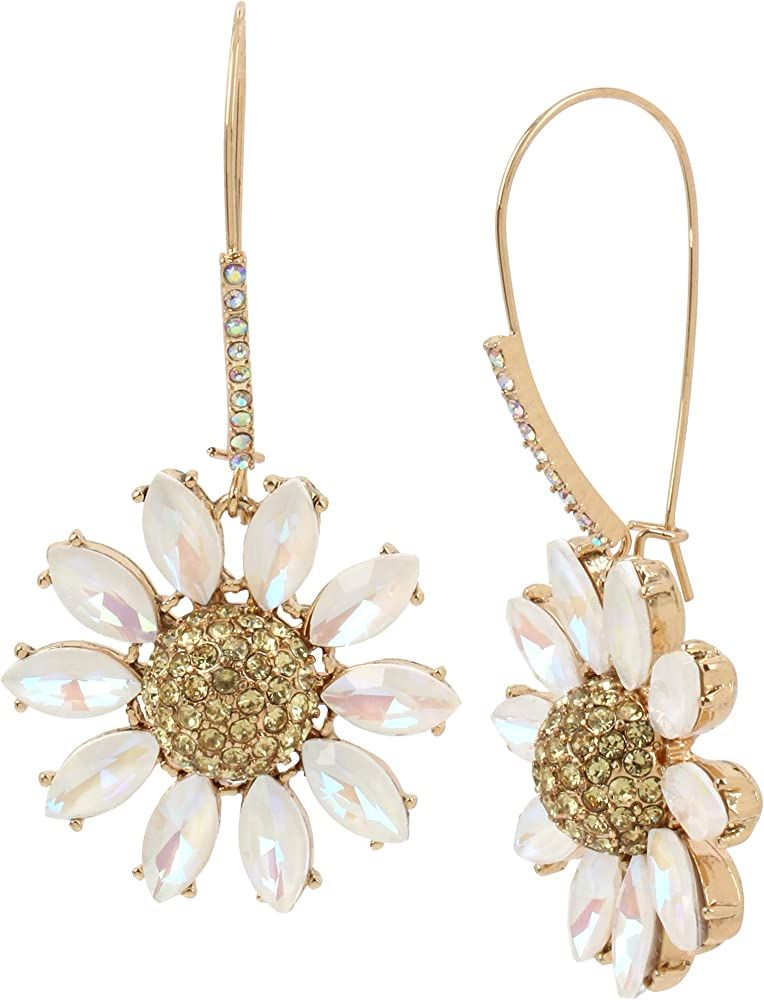 Betsey Johnson Pave Daisy Flower Dangle Earrings | Amazon (US)