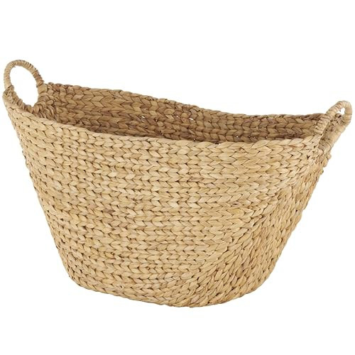 Deco 79 Seagrass Handmade Decorative and Functional Storage Basket Woven Basket Organizer with Ring Handles, Basket for Storage 31" x 19" x 19", Brown | Amazon (US)