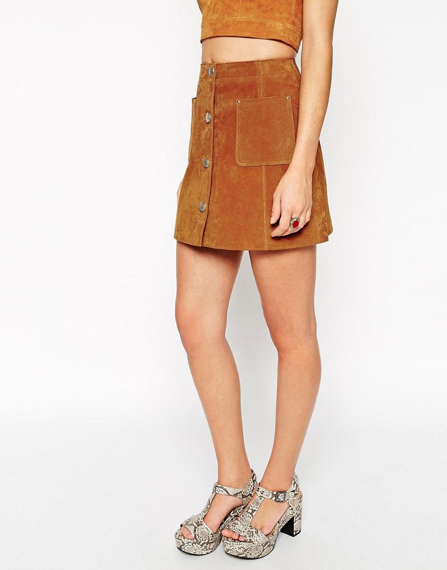 ASOS co-ord Suede A-Line Skirt With Button Through And Pocket Detail | ASOS US