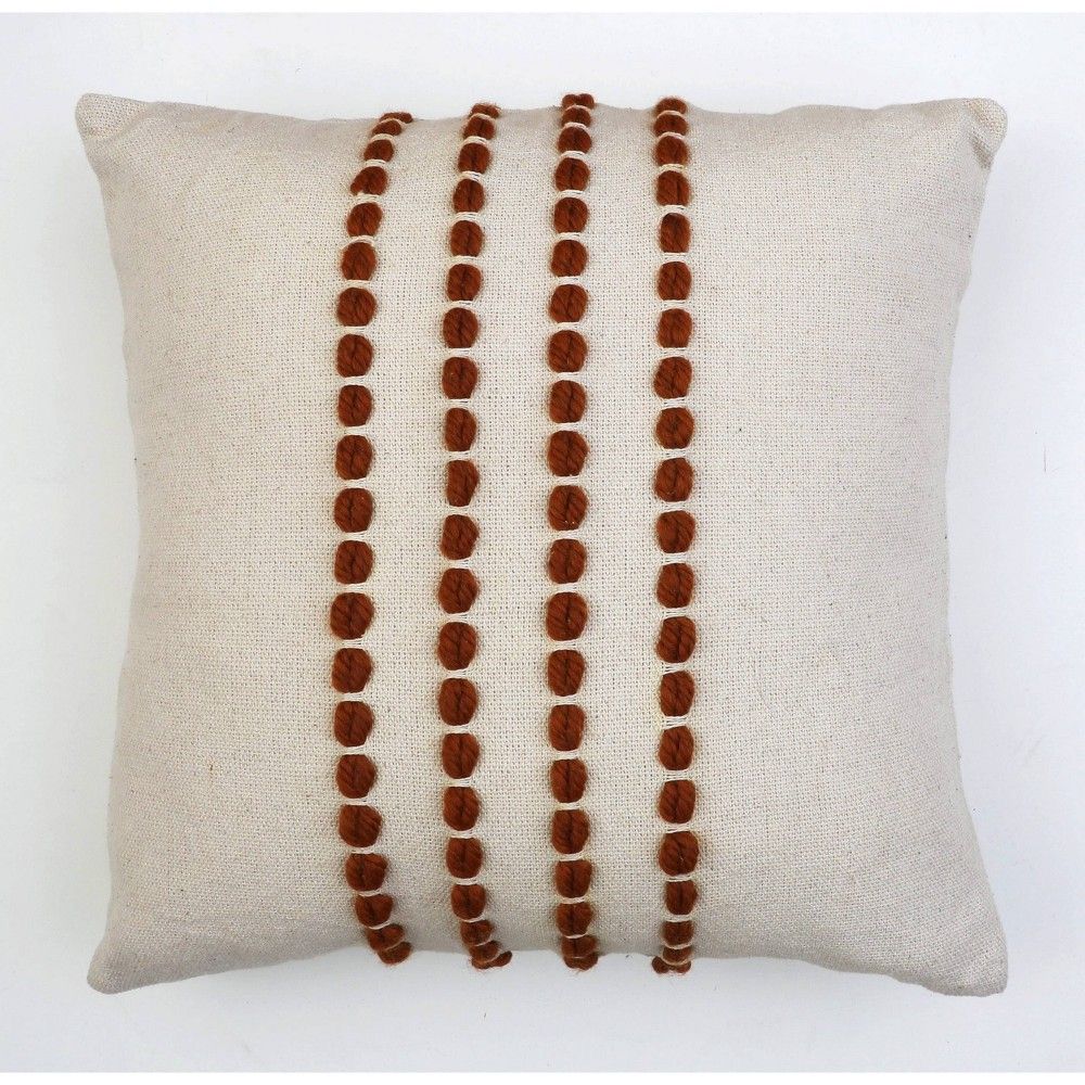 20""X20"" Wanda Yarn Stitch Woven Cotton Pillow Burnt Orange - Decor Therapy | Target