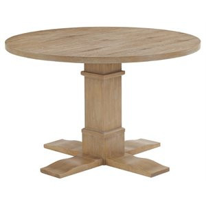 Bowery Hill Modern Farmhouse Round Dining Table in Rustic Brown | Homesquare
