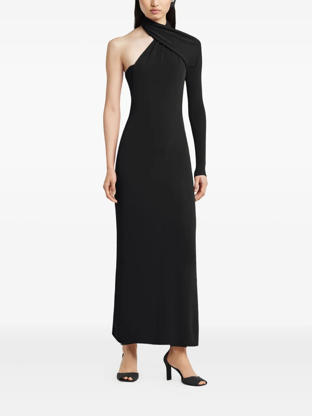 Courrèges one-shoulder Maxi Dress | Black | FARFETCH | Farfetch Global