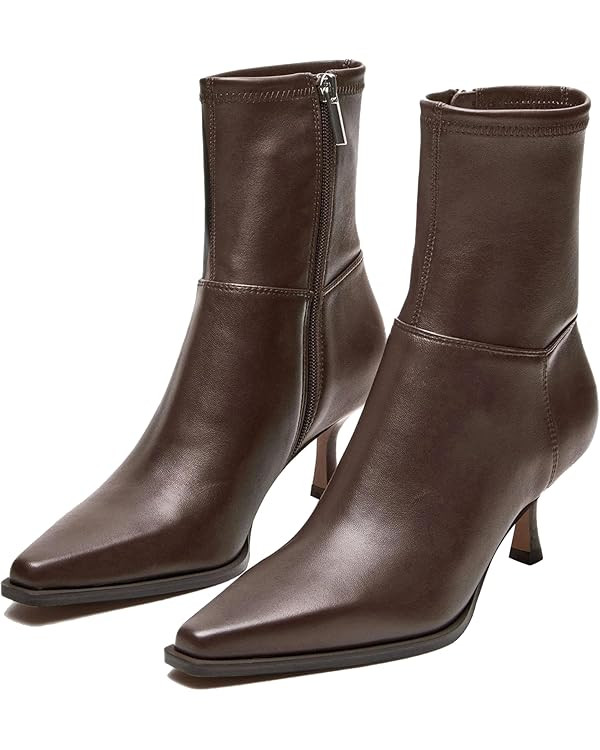 SOVANYOU Women's Dressy Ankle Boots Pointed Toe Kitten Heel Booties with Side Zipper Stylish Comf... | Amazon (US)