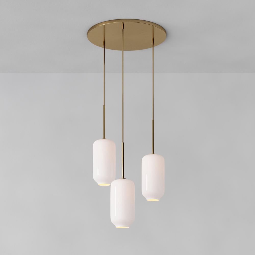 Sculptural Glass 3-Light Pebble Chandelier - Milk | West Elm (US)