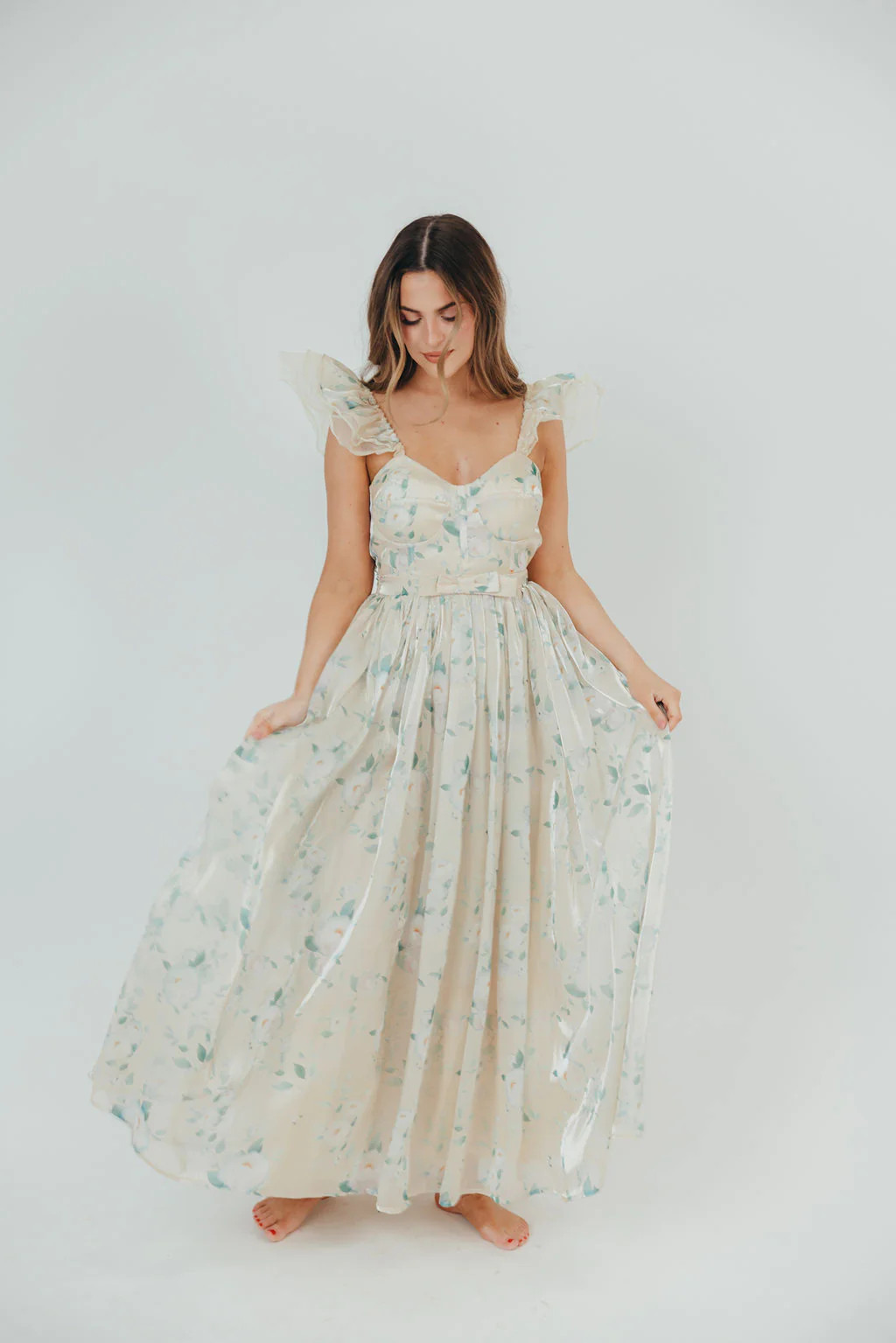 Lucy Organza Maxi Dress in Cream Floral | Worth Collective